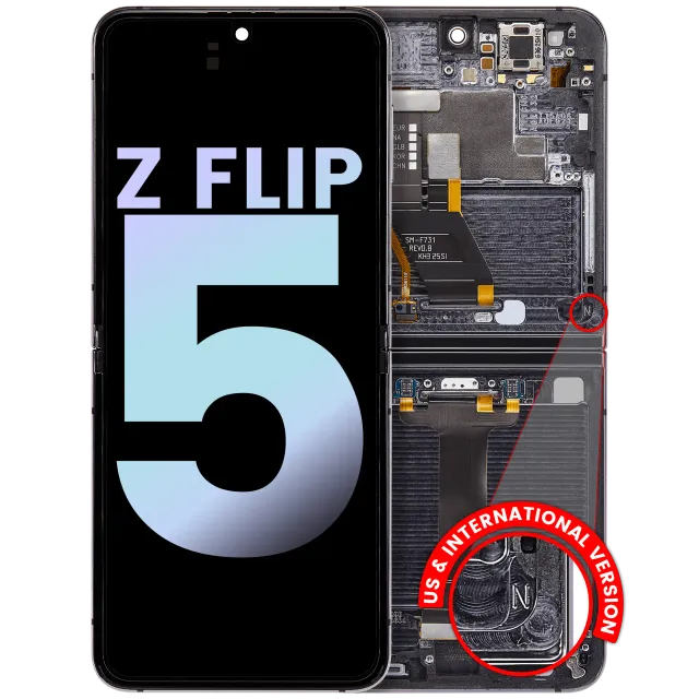 Vnitřní OLED s rámečkem pro Samsung Galaxy Z Flip 5 5G (US & International) (Service Pack) (grafitová)