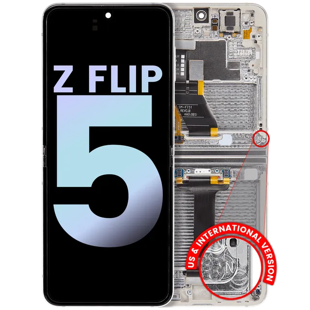 Vnitřní OLED s rámečkem pro Samsung Galaxy Z Flip 5 5G (US & International) (Service Pack) (Cream)