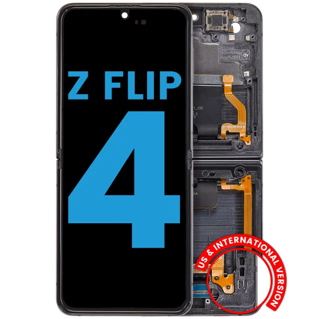 Vnitřní OLED s rámečkem pro Samsung Galaxy Z Flip 4 5G (F721) (US & International Version) (Aftermarket) (grafitová)