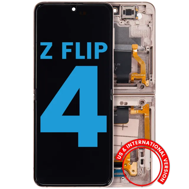 Vnitřní OLED s rámečkem pro Samsung Galaxy Z Flip 4 5G (F721) (US & International Version) (Aftermarket) (Pink Gold)
