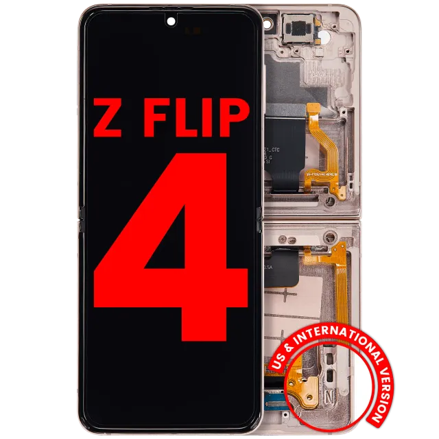 Vnitřní OLED s rámečkem pro Samsung Galaxy Z Flip 4 5G (F721) (US & International Version) (Aftermarket Plus) (Pink Gold)