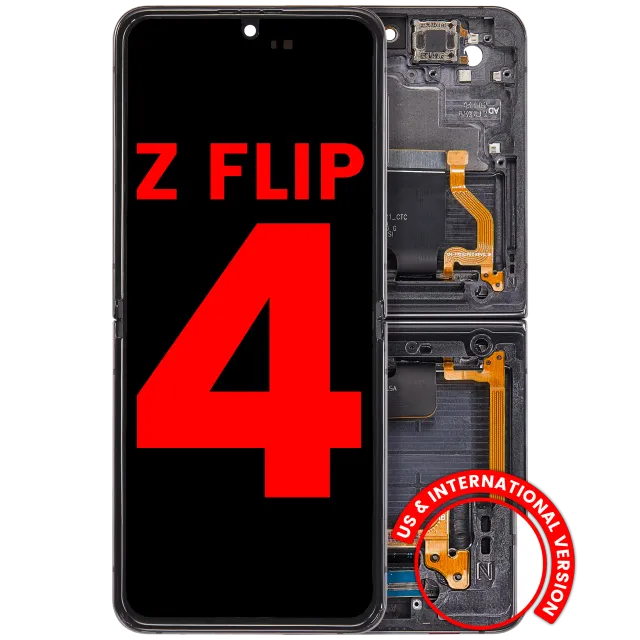 Vnitřní OLED s rámečkem pro Samsung Galaxy Z Flip 4 5G (US & International Version) (Aftermarket Plus) (grafitová)