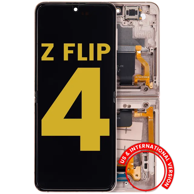 Vnitřní OLED s rámečkem pro Samsung Galaxy Z Flip 4 5G (US & International Version) (repasovaný) (Pink Gold)