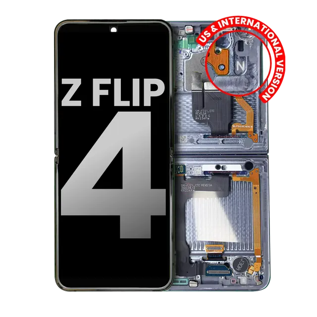 Vnitřní OLED s rámečkem pro Samsung Galaxy Z Flip 4 5G (US & International) (originál z vyřazeného zařízení, stav B/C) (modrá)