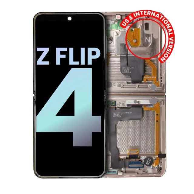 Vnitřní OLED s rámečkem pro Samsung Galaxy Z Flip 4 5G (US & International) (Service Pack) (Pink Gold)