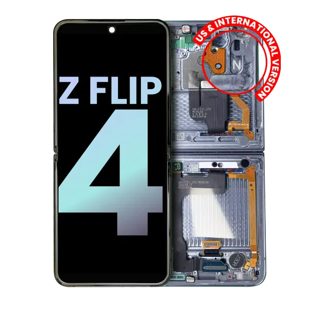 Vnitřní OLED s rámečkem pro Samsung Galaxy Z Flip 4 5G (US & International) (Service Pack) (modrá)