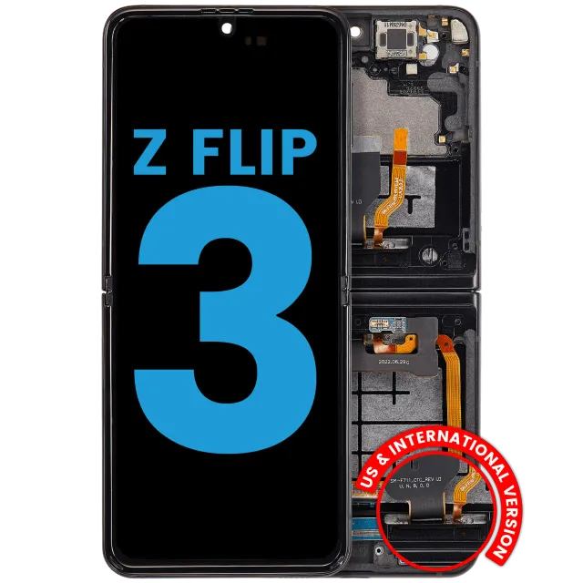 Vnitřní OLED s rámečkem pro Samsung Galaxy Z Flip 3 5G (F711) (US & International) (Aftermarket) (černá)