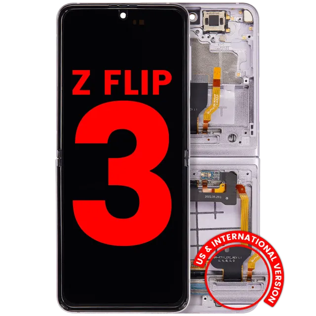 Vnitřní OLED s rámečkem pro Samsung Galaxy Z Flip 3 5G (US & International) (Aftermarket Plus) (levandulová)