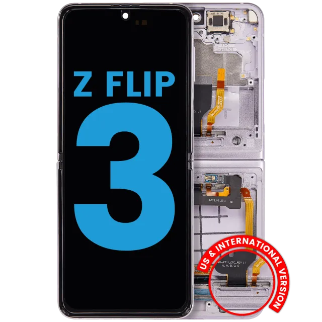 Vnitřní OLED s rámečkem pro Samsung Galaxy Z Flip 3 5G (US & International) (Aftermarket) (levandulová)