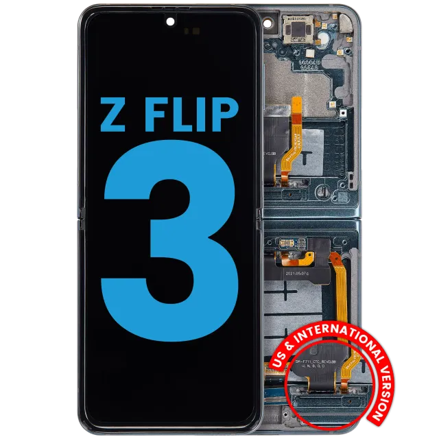 Vnitřní OLED s rámečkem pro Samsung Galaxy Z Flip 3 5G (F711) (US & International) (Aftermarket) (zelená)