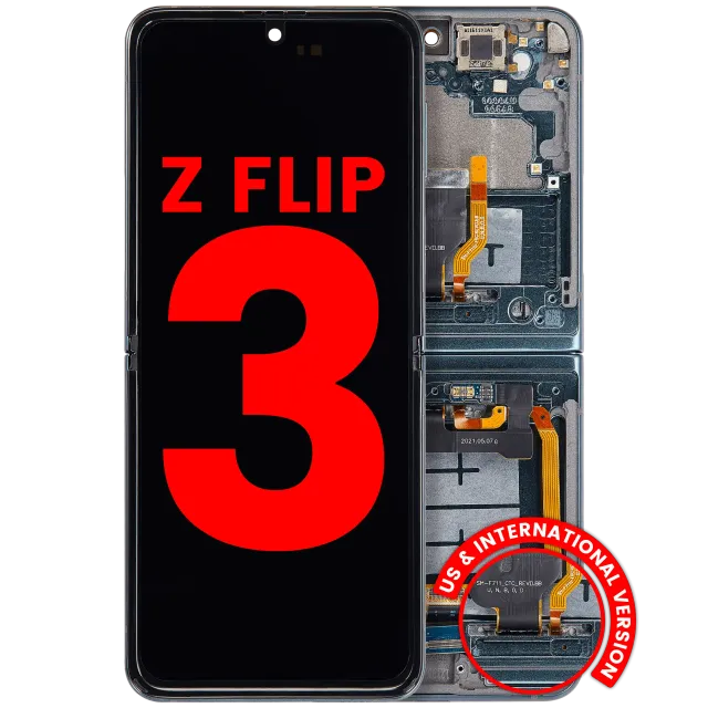 Vnitřní OLED s rámečkem pro Samsung Galaxy Z Flip 3 5G (F711) (US & International) (Aftermarket Plus) (zelená)