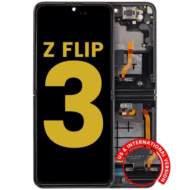 Vnitřní OLED s rámečkem pro Samsung Galaxy Z Flip 3 5G (US & International) (repasovaný) (černá)