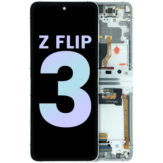 Vnitřní OLED s rámečkem pro Samsung Galaxy Z Flip 3 5G (F711) (Service Pack) (stříbrná) (Bespoke)