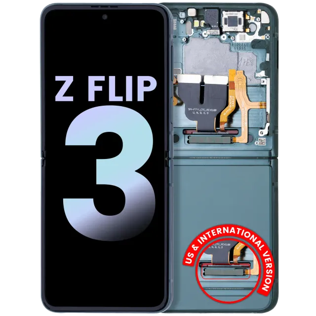 Vnitřní OLED s rámečkem pro Samsung Galaxy Z Flip 3 5G (US & International) (Service Pack) (zelená)
