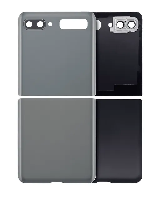 Horní & spodní zadní kryt sklo se sklíčkem kamery pro Samsung Galaxy Z Flip 4G (F700) / Z Flip 5G (F707) (Aftermarket Plus) (Mystic Gray)