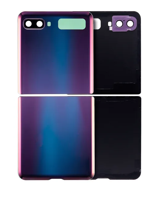 Horní & spodní zadní kryt sklo se sklíčkem kamery pro Samsung Galaxy Z Flip 4G (F700) / Z Flip 5G (F707) (Aftermarket Plus) (Mirror Purple)
