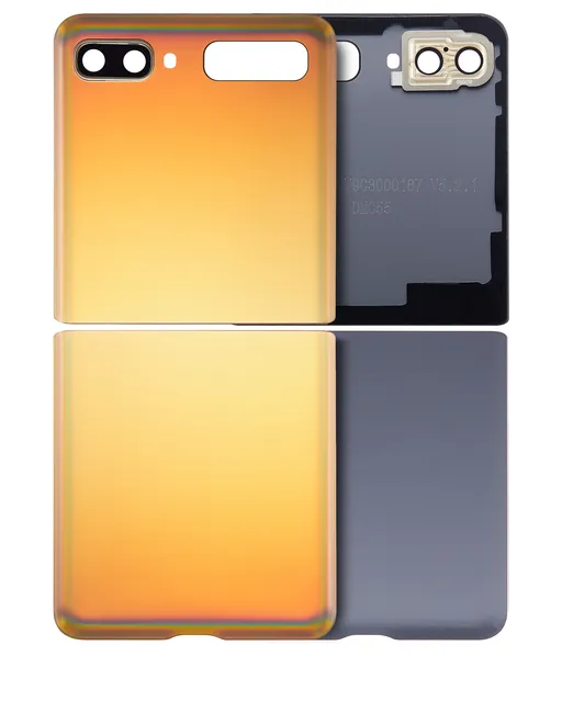 Horní & spodní zadní kryt sklo se sklíčkem kamery pro Samsung Galaxy Z Flip 4G (F700) / Z Flip 5G (F707) (Aftermarket Plus) (Mirror Gold)