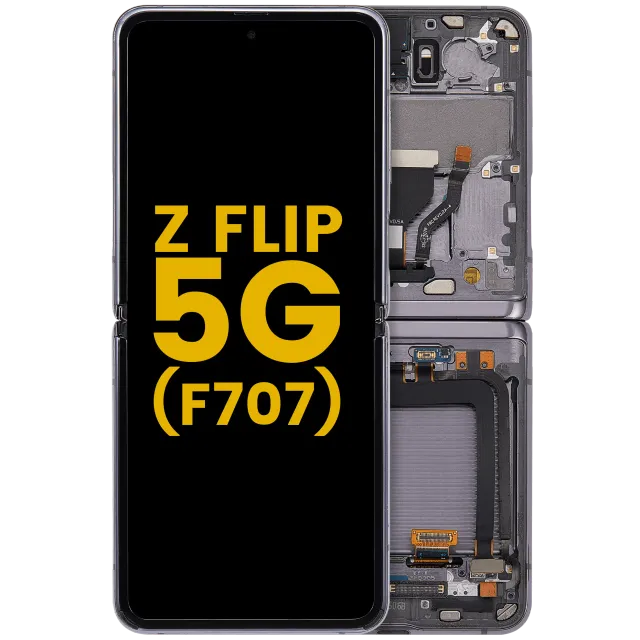 Vnitřní OLED s rámečkem pro Samsung Galaxy Z Flip 5G (F707) (repasovaný) (Mirror Black)