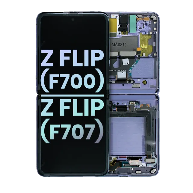 Vnitřní OLED s rámečkem pro Samsung Galaxy Z Flip 5G (F707) (Service Pack) (Mirror Purple)