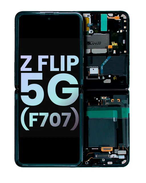 Vnitřní OLED s rámečkem pro Samsung Galaxy Z Flip 5G (F707) (Service Pack) (Mystic Gray)