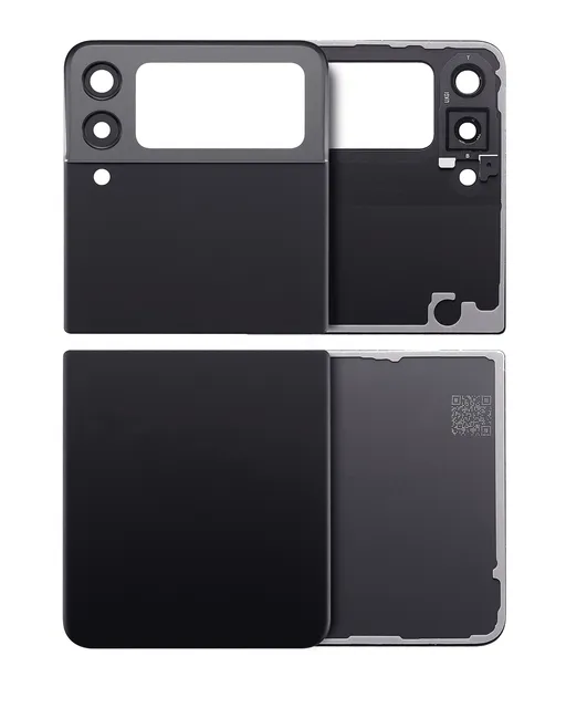Horní & spodní zadní kryt sklo se sklíčkem kamery pro Samsung Galaxy Z Flip 3 5G (Aftermarket Plus) (černá)