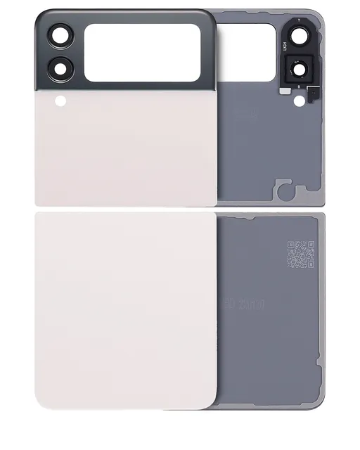 Horní & spodní zadní kryt sklo se sklíčkem kamery pro Samsung Galaxy Z Flip 3 5G (Aftermarket Plus) (bílá)