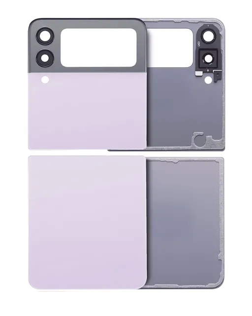 Horní & spodní zadní kryt sklo se sklíčkem kamery pro Samsung Galaxy Z Flip 3 5G (Aftermarket Plus) (levandulová)
