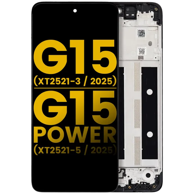 LCD displej s rámečkem pro Motorola Moto G15 (XT2521-3 /2025) / G15 Power (XT2521-5 /2025) (repasovaný) (všechny barvy)