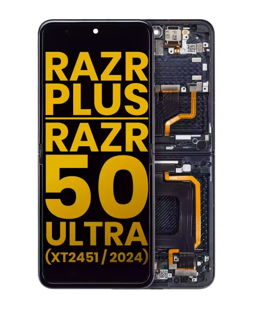 Vnitřní OLED s rámečkem pro Motorola Razr Plus 2024 / Razr 50 Ultra (XT2451 / 2024) / Razr Plus 2025 (XT2557) (repasovaný) (Midnight Blue)