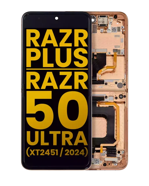 Vnitřní OLED s rámečkem pro Motorola Razr Plus 2024 / Razr 50 Ultra (XT2451 / 2024) / Razr Plus 2025 (XT2557) (repasovaný) (Peach Fuzz)