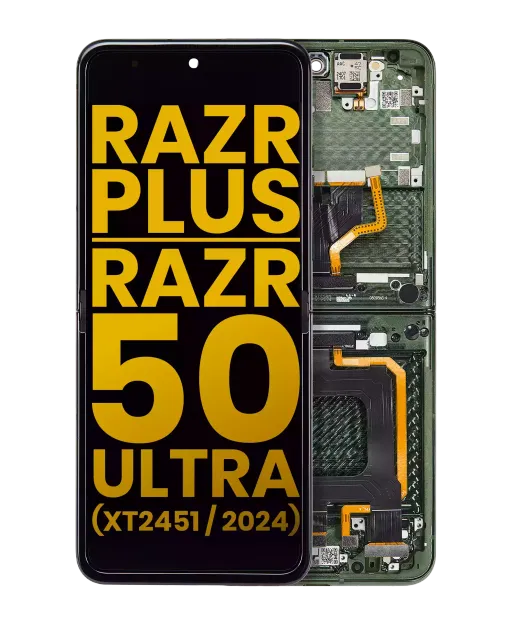 Vnitřní OLED s rámečkem pro Motorola Razr Plus 2024 / Razr 50 Ultra (XT2451 / 2024) / Razr Plus 2025 (XT2557) (repasovaný) (Spring Green)