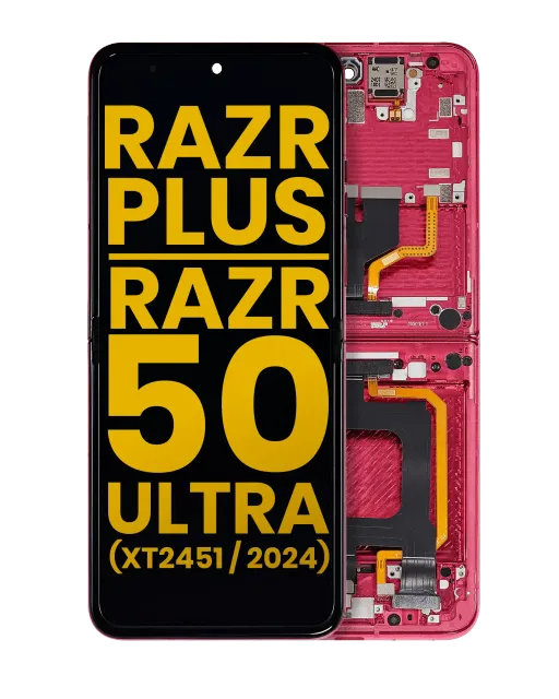 Vnitřní OLED s rámečkem pro Motorola Razr Plus 2024 / Razr 50 Ultra (XT2451 / 2024) / Razr Plus 2025 (XT2557) (repasovaný) (Hot Pink)