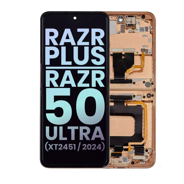 Vnitřní OLED s rámečkem pro Motorola Razr Plus 2024 / Razr 50 Ultra (XT2451 / 2024) / Razr Plus 2025 (XT2557) (originál OEM) (Peach Fuzz)