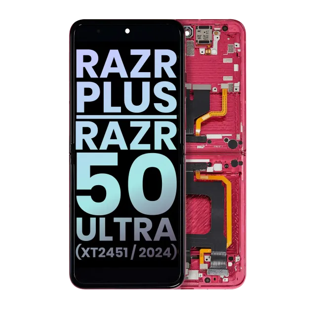 Vnitřní OLED s rámečkem pro Motorola Razr Plus 2024 / Razr 50 Ultra (XT2451 / 2024) / Razr Plus 2025 (XT2557) (originál OEM) (Hot Pink)