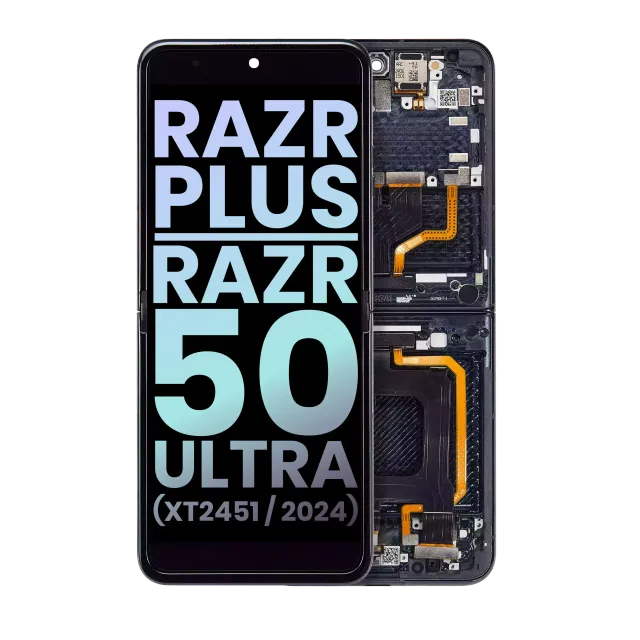 Vnitřní OLED s rámečkem pro Motorola Razr Plus 2024 / Razr 50 Ultra (XT2451 / 2024) / Razr Plus 2025 (XT2557) (originál OEM) (Midnight Blue)