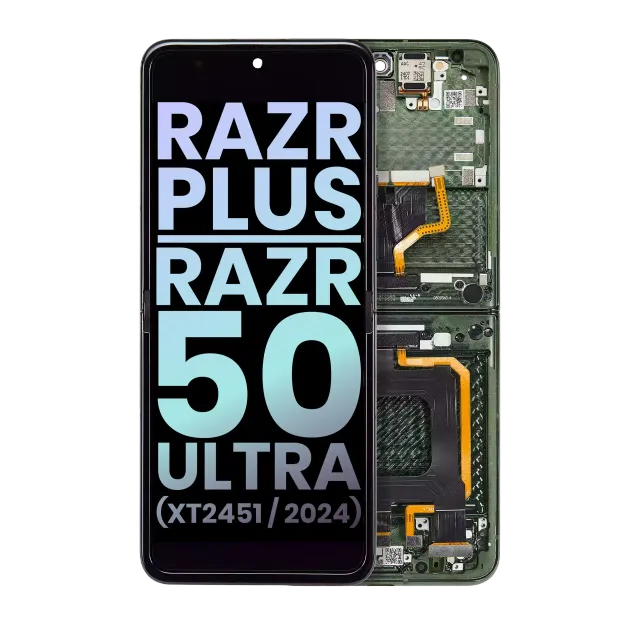 Vnitřní OLED s rámečkem pro Motorola Razr Plus 2024 / Razr 50 Ultra (XT2451 / 2024) / Razr Plus 2025 (XT2557) (originál OEM) (Spring Green)