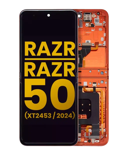 Hlavní OLED s rámečkem pro Motorola Razr 2024 / Razr 50 (XT2453 / 2024) (repasovaný) (Spritz Orange)
