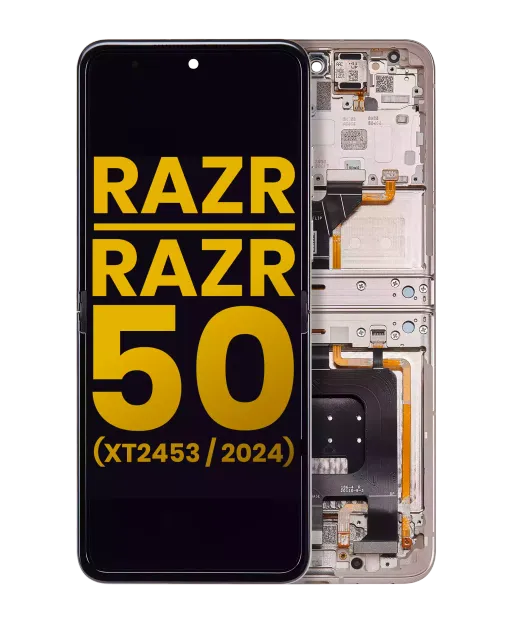 Hlavní OLED s rámečkem pro Motorola Razr 2024 / Razr 50 (XT2453 / 2024) (repasovaný) (Beach Sand)