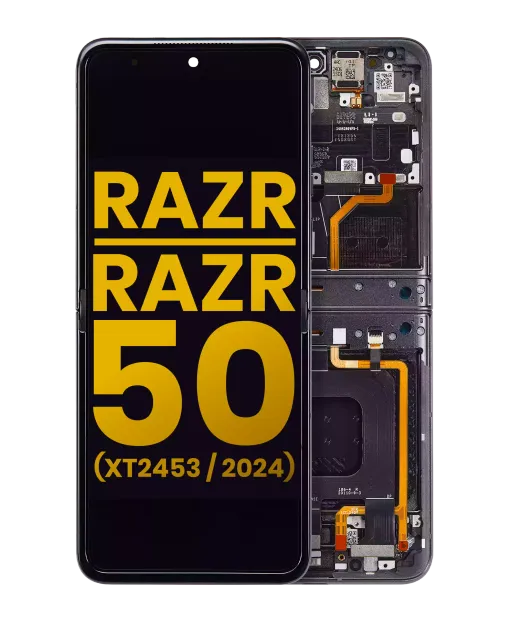Hlavní OLED s rámečkem pro Motorola Razr 2024 / Razr 50 (XT2453 / 2024) (repasovaný) (Koala Grey)