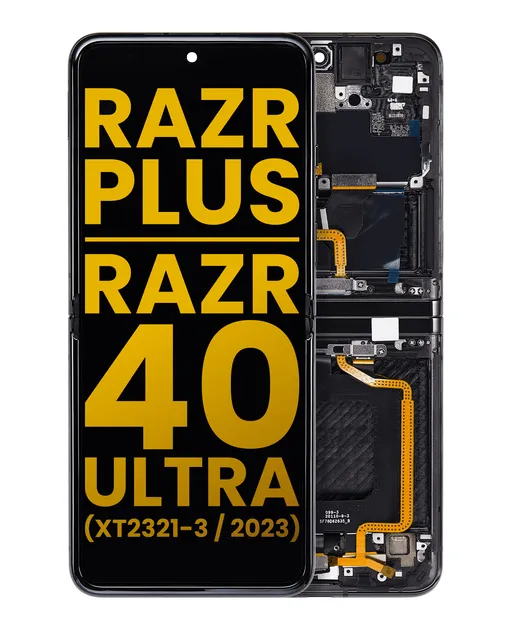 Vnitřní OLED s rámečkem pro Motorola Moto Razr Plus 2023 / Razr 40 Ultra (XT2321 / 2023) (repasovaný) (Infinite Black)