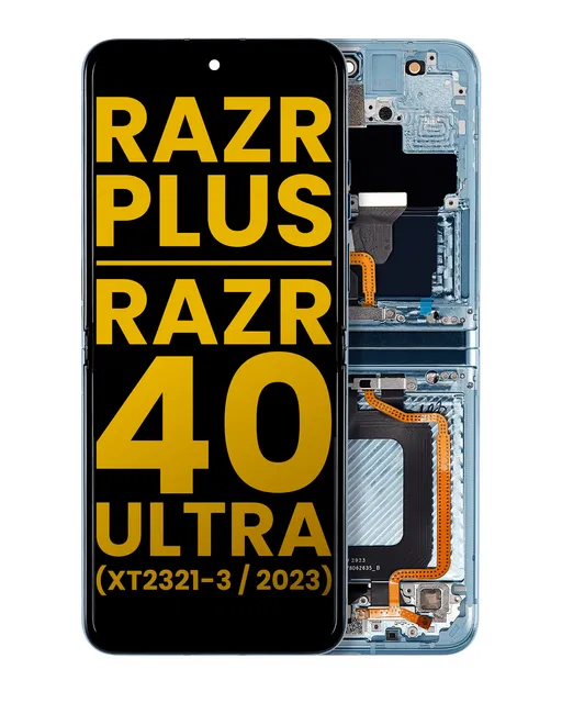 Vnitřní OLED s rámečkem pro Motorola Moto Razr Plus 2023 / Razr 40 Ultra (XT2321 / 2023) (repasovaný) (Glacier Blue)