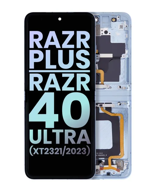 Vnitřní OLED s rámečkem pro Motorola Moto Razr Plus 2023 / Razr 40 Ultra (XT2321 / 2023) (originál OEM) (Glacier Blue)