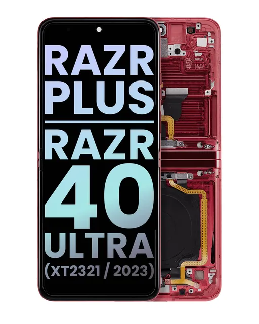 Vnitřní OLED s rámečkem pro Motorola Moto Razr Plus 2023 / Razr 40 Ultra (XT2321 / 2023) (originál OEM) (Viva Magenta)