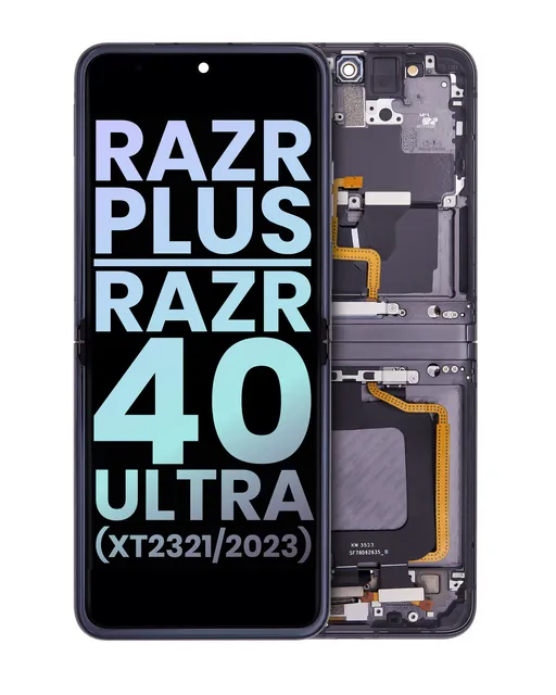 Vnitřní OLED s rámečkem pro Motorola Moto Razr Plus 2023 / Razr 40 Ultra (XT2321 / 2023) (originál OEM) (Infinite Black)
