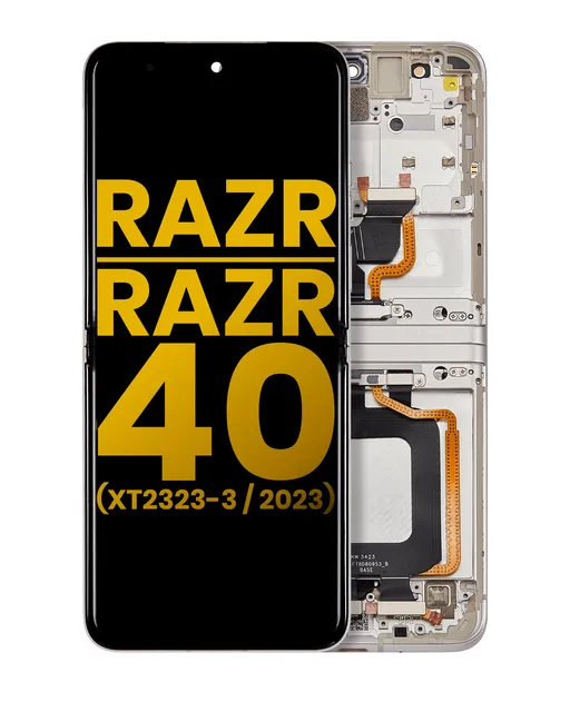 Hlavní OLED s rámečkem pro Motorola Razr 2023 / Razr 40 (XT2323 / 2023) (repasovaný) (Vanilla Cream)