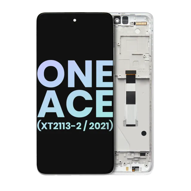LCD displej s rámečkem pro Motorola One 5G Ace (XT2113-2 / 2021) (originál OEM) (Frosted Silver)