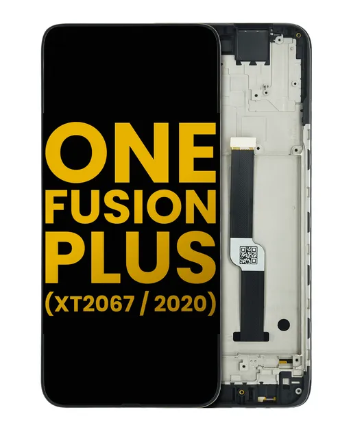 LCD displej s rámečkem pro Motorola One Fusion Plus (XT2067 / 2020) (repasovaný) (černá)