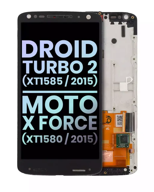 LCD displej s rámečkem pro Droid Turbo 2 (XT1585 / 2015) / Moto X Force (XT1580 / 2015) (originál OEM) (černá)