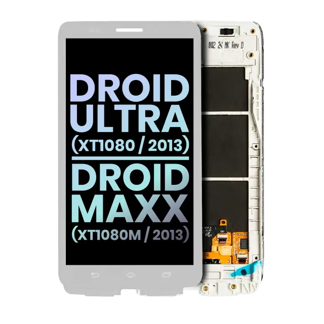 LCD displej s rámečkem pro Motorola Droid Ultra (XT1080 / 2013) / Droid Maxx (XT1080M / 2013) (originál OEM) (bílá)