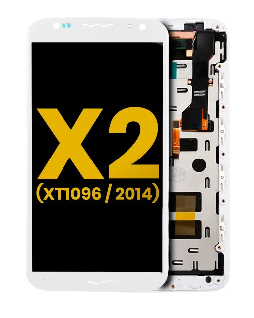 LCD displej s rámečkem pro Motorola Moto X2 (XT1096 / 2014) (repasovaný) (bílá)